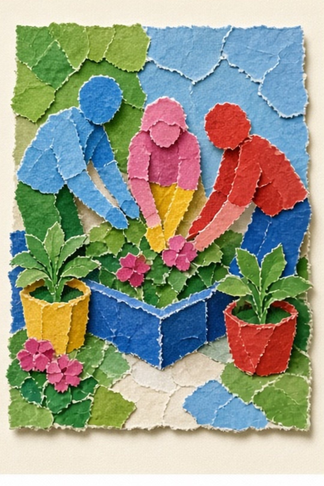 Paper mosaic neighbors making one small reversible adjustment