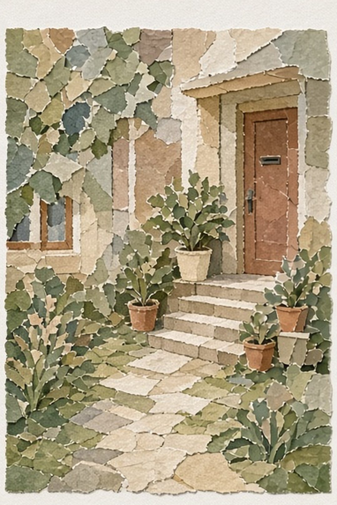 Mosaic front step with a clear, comfortable approach