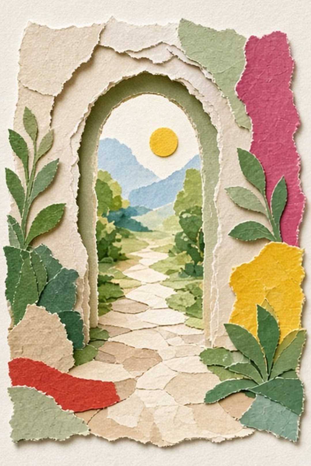 Paper mosaic invitation cue that remains easy to decline