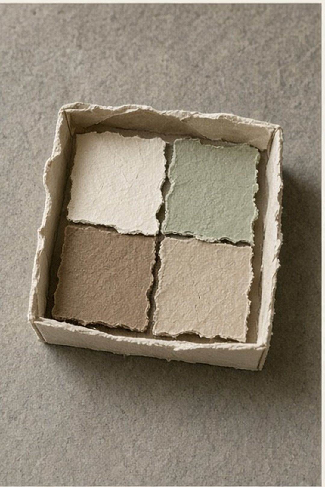 A private four-piece corner tile resting in a paper tray