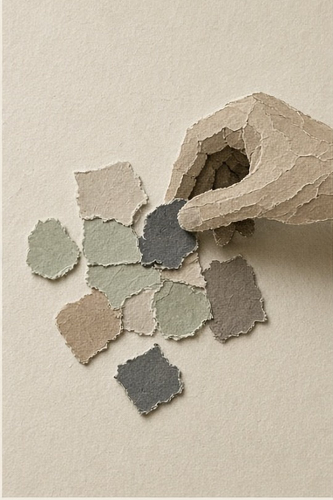 A quiet paper mosaic repair after a gesture did not fit