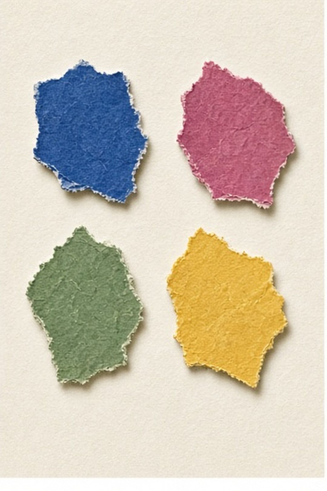Four distinct paper pieces representing four selected cards