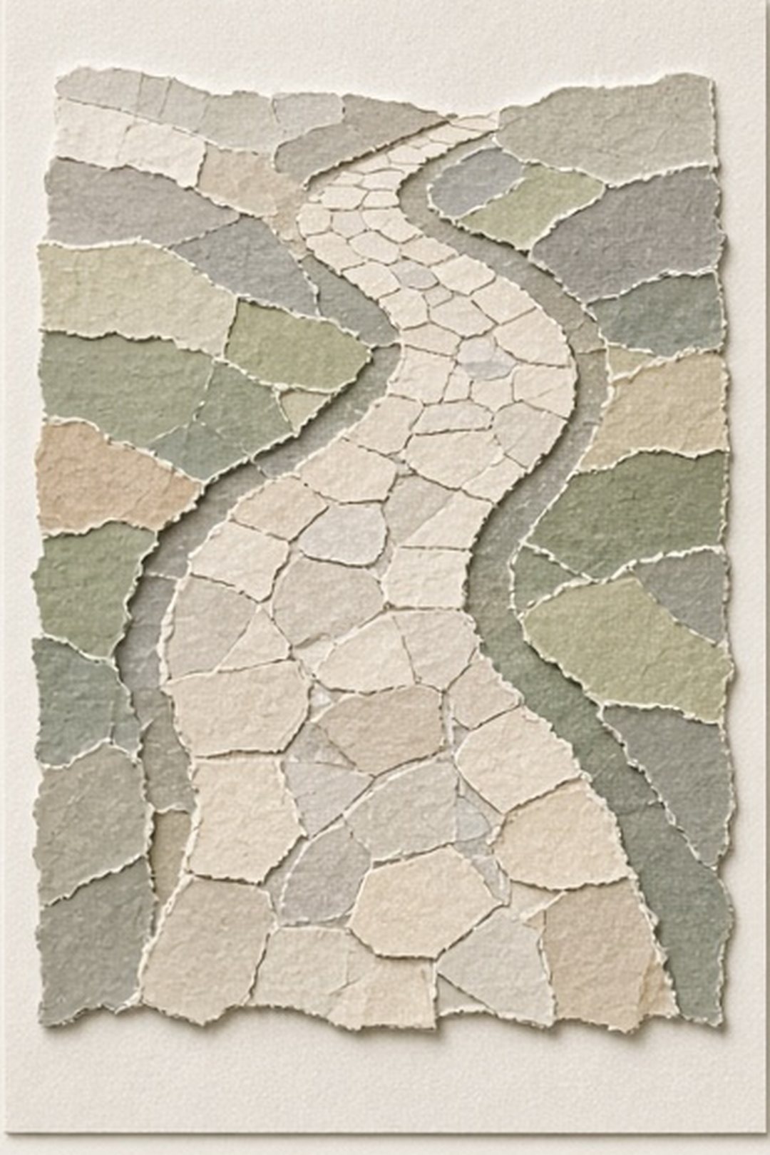 A sealed paper path with no mosaic pieces traveling outward